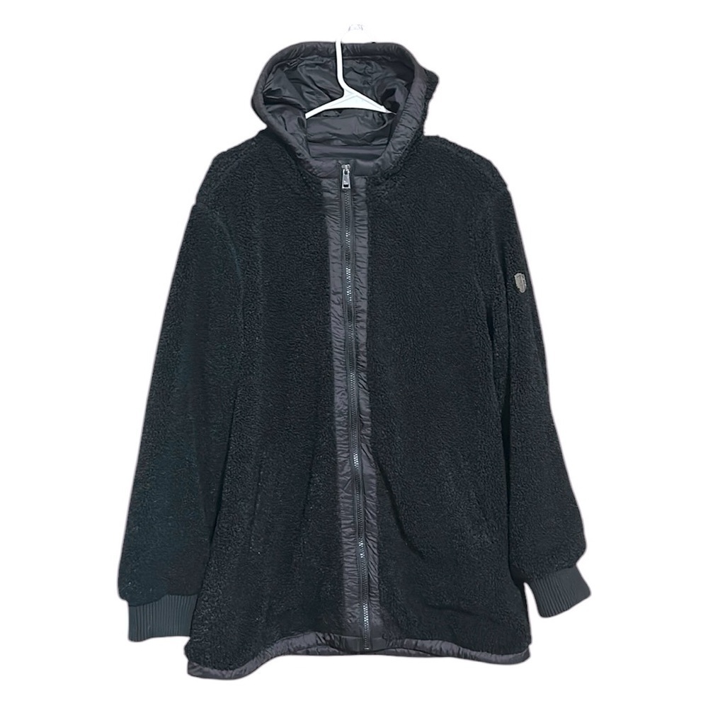 1 Madison Expedition Women's Jacket Size L Black Fuzzy Zipped Hoodie Insulated